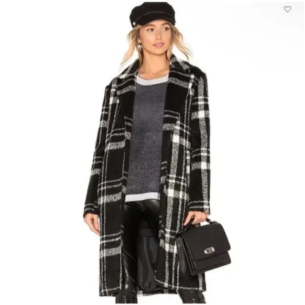 Superdown Black and White Plaid Coat